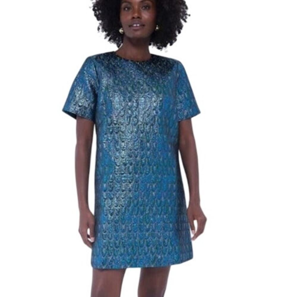 Pomander Place Mini Dress Pavo Jacquard Mae Shift XS Mermaid Ethereal Sheen NWT